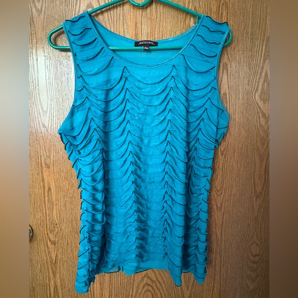 Notations Teal Sleeveless Tank Top